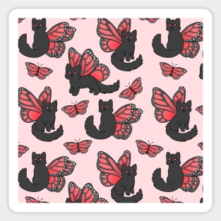 Red Butterfly Cat Sticker